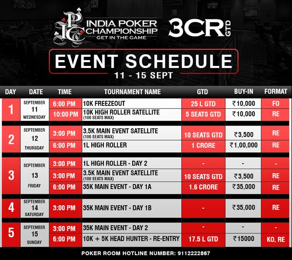 India Poker Event Schedule